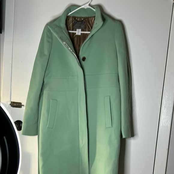 J. Crew Green Pea Coat with High Collar - Picture 2 of 6